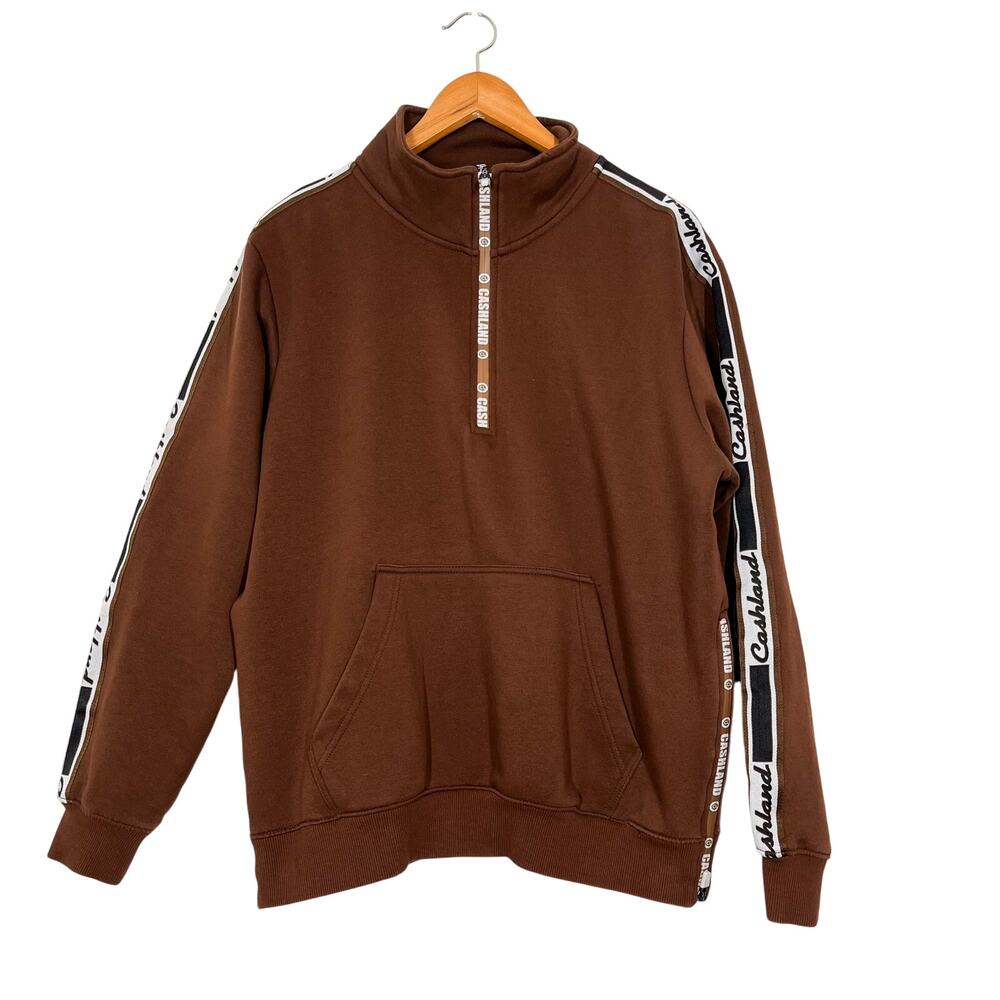 Cashland‎ Luxury Sportswear Women's Pullover Quarter Zip Sweatshirt Sz L Brown